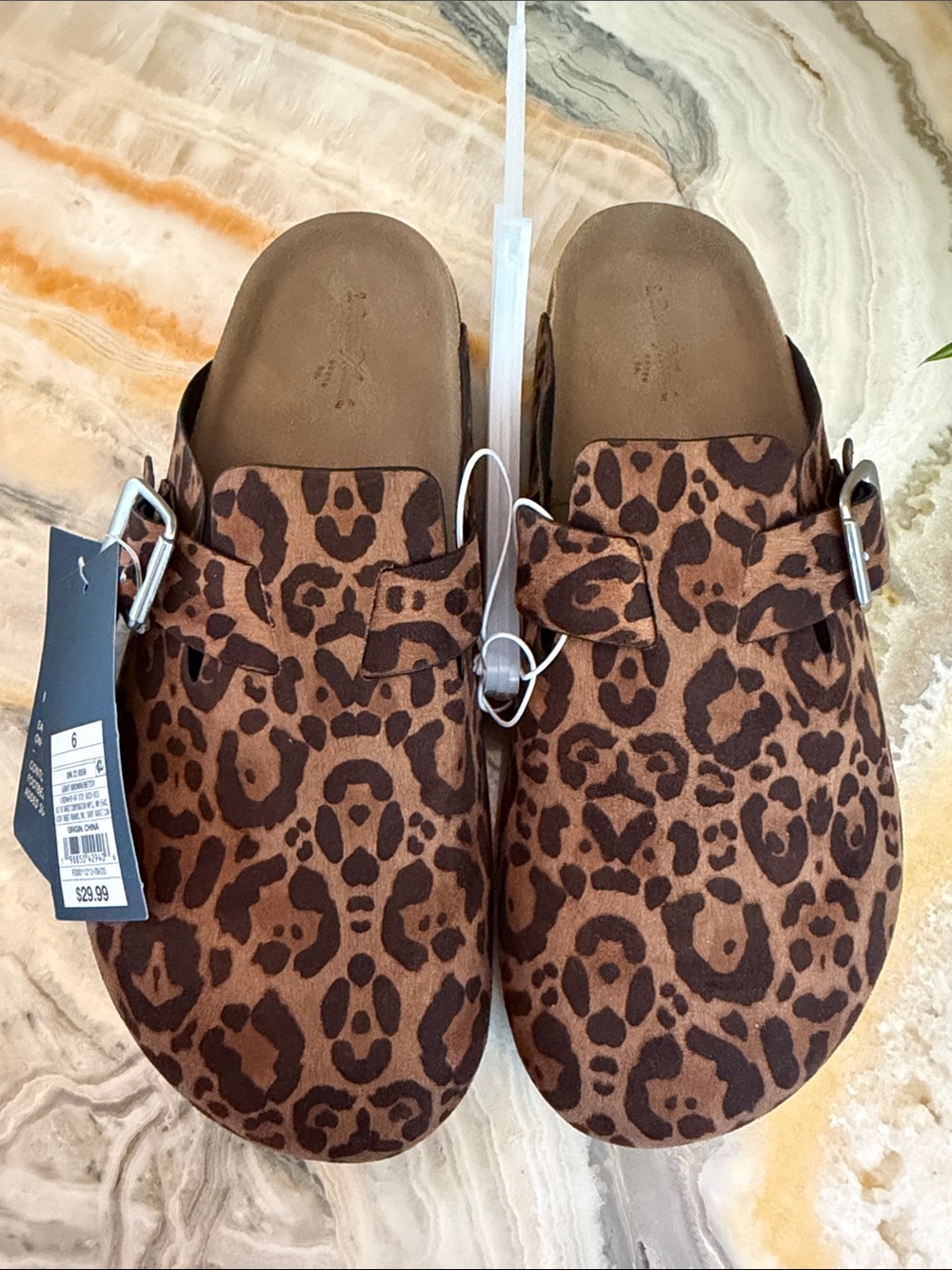 Universal w Leopard Print Slip-On Clogs - Brown